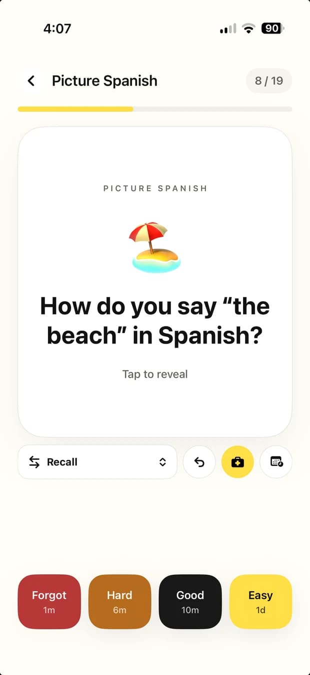 Poly language learning app screen